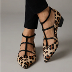 Bridget | Leopard Strap Ballet Heels