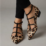 Bridget | Leopard Strap Ballet Heels