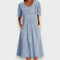 Cecily | Striped Button-Detail Midi Dress with Pockets