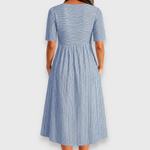 Cecily | Striped Button-Detail Midi Dress with Pockets