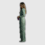 Clara | Elegant Long-Sleeve Fringe Maxi Dress