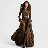 Clara | Maxi dress with belt and tartan pattern