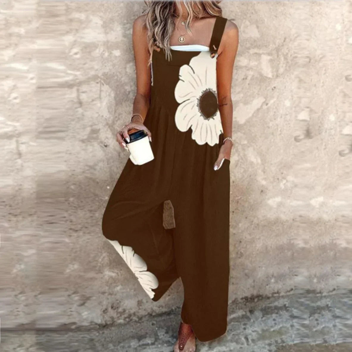 Comfortable printed overalls