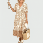 Constance | Floral Border-Print Midi Dress with Tiered Hem