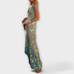Elegant dress with V-neckline and sequin detail