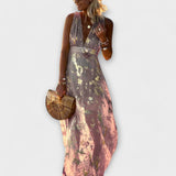 Elegant dress with V-neckline and sequin detail