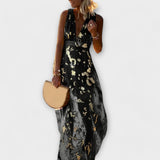 Elegant dress with V-neckline and sequin detail