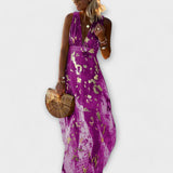 Elegant dress with V-neckline and sequin detail