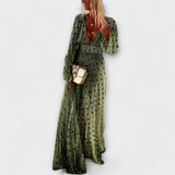 Elegant Long Dress with Polka Dot Print