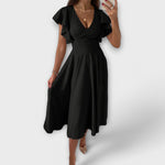 Elegant V-Neck Dress with Flowing Silhouette