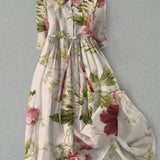 Elena | Floral Dress with Laces and Vintage Waist