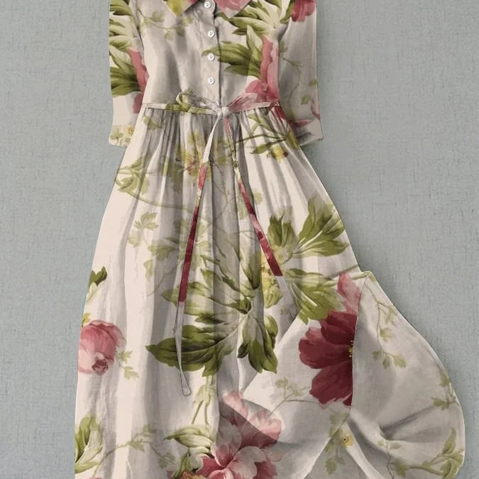 Elena | Floral Dress with Laces and Vintage Waist