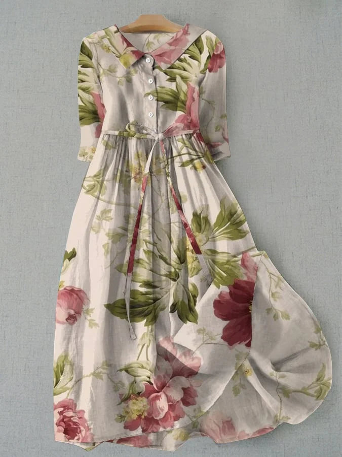 Elena | Floral Dress with Laces and Vintage Waist