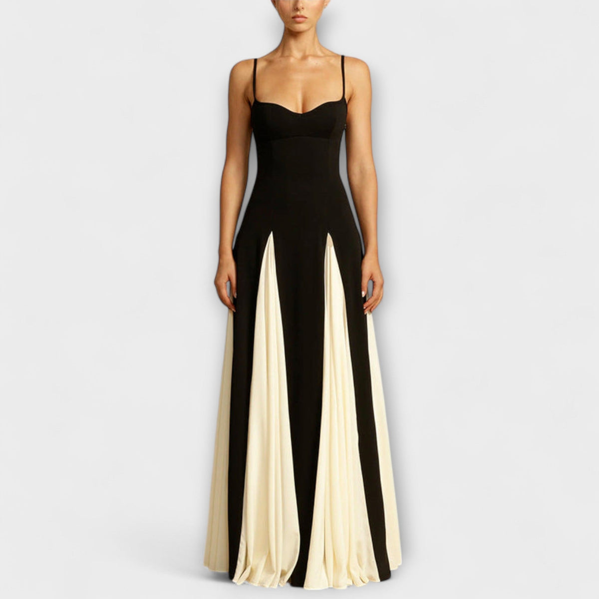 Ember - Classic Elegance: A-Line Maxi Dress with Tulle Panels