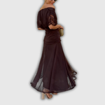 Florendra | Long Floral V Neck Dress