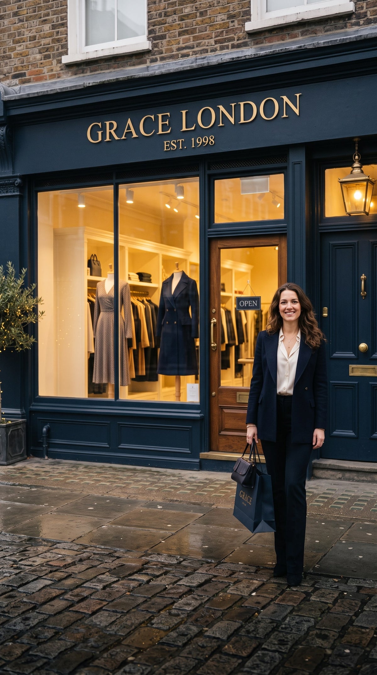 Grace London boutique storefront, mobile banner