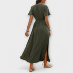 Heather - An elegant Boho dress with a V-neckline and long sleeves