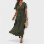 Heather - An elegant Boho dress with a V-neckline and long sleeves