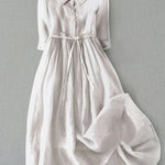 Isabel | Elegant Three-Quarter Sleeve Dress with Waist Tie
