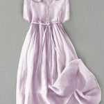 Isla | Elegant Cotton-Linen Half Sleeve Dress