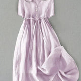 Isla | Elegant Cotton-Linen Half Sleeve Dress
