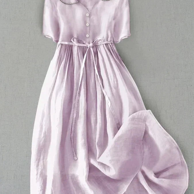 Isla | Elegant Cotton-Linen Half Sleeve Dress