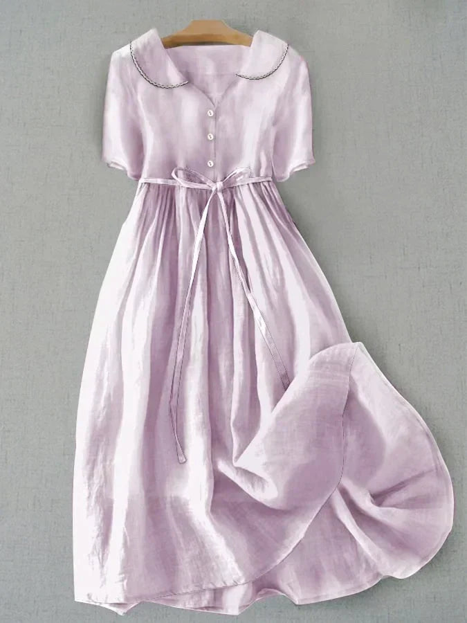 Isla | Elegant Cotton-Linen Half Sleeve Dress