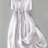 Isla | Elegant Cotton-Linen Half Sleeve Dress