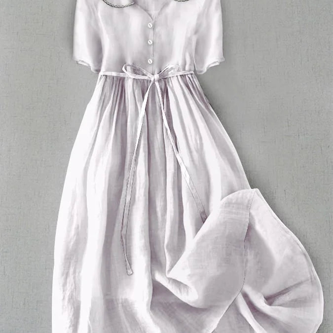 Isla | Elegant Cotton-Linen Half Sleeve Dress