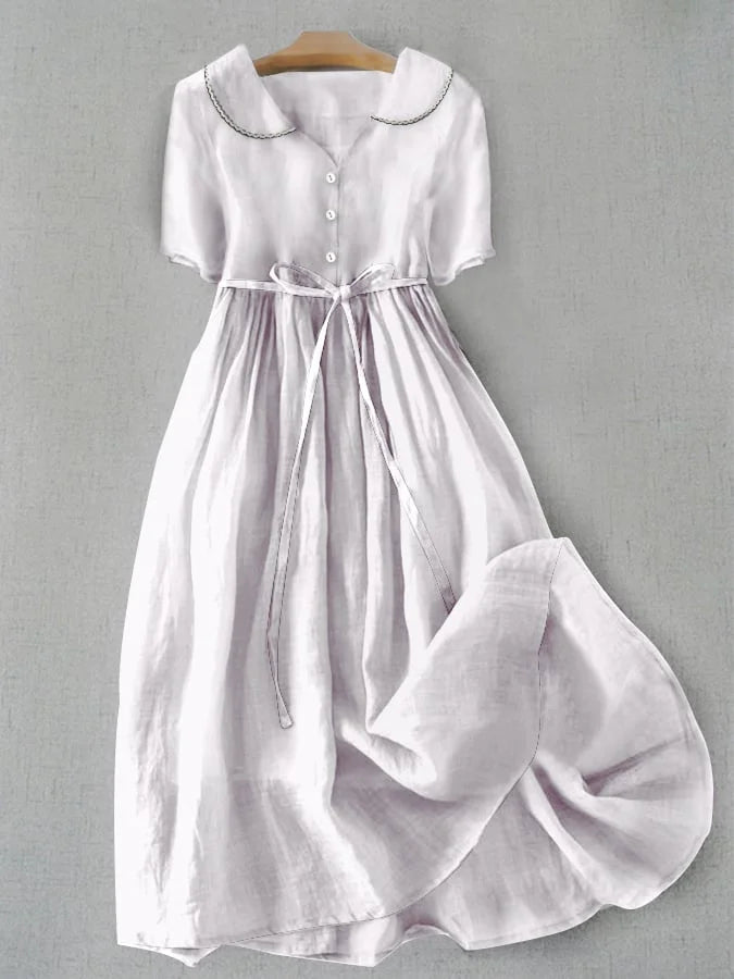 Isla | Elegant Cotton-Linen Half Sleeve Dress