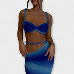 Jane - Stylish Gradient Braid Crop Top & Overskirt Duo