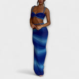 Jane - Stylish Gradient Braid Crop Top & Overskirt Duo