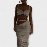 Jane - Stylish Gradient Braid Crop Top & Overskirt Duo