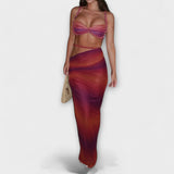 Jane - Stylish Gradient Braid Crop Top & Overskirt Duo
