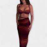 Jane - Stylish Gradient Braid Crop Top & Overskirt Duo