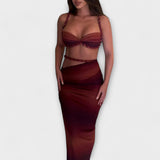 Jane - Stylish Gradient Braid Crop Top & Overskirt Duo