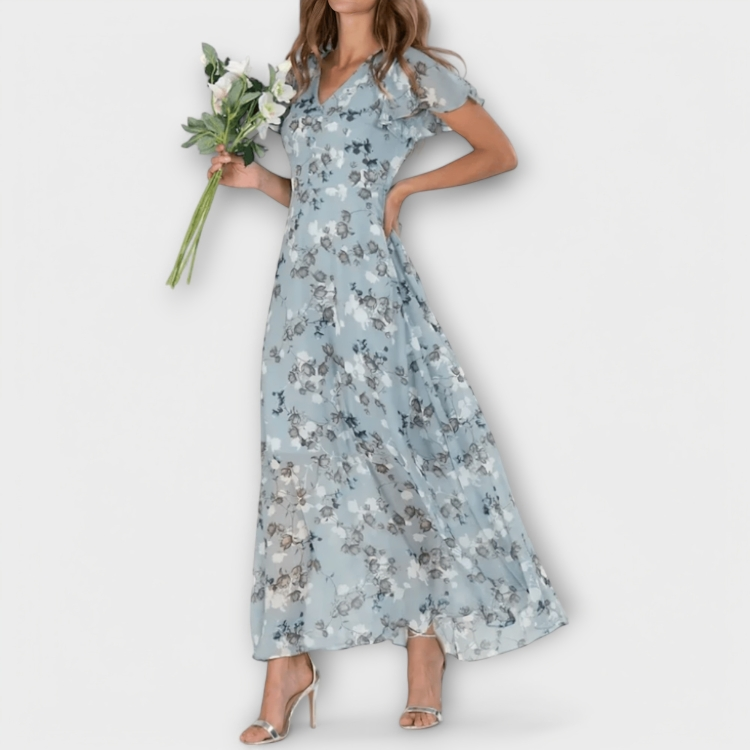 Jasmina | Floral Chiffon Maxi Dress