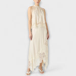 Kaia - Satin Blouse with Lace Trim and Pleated Neckline in Set