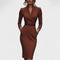 Kate | Refined black dress with belt and mandarin collar