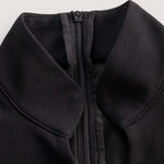 Kate | Refined black dress with belt and mandarin collar