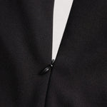 Kate | Refined black dress with belt and mandarin collar