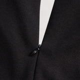 Kate | Refined black dress with belt and mandarin collar