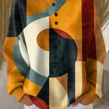 Lærke™ - Waffle Sweater with Geometric Pattern