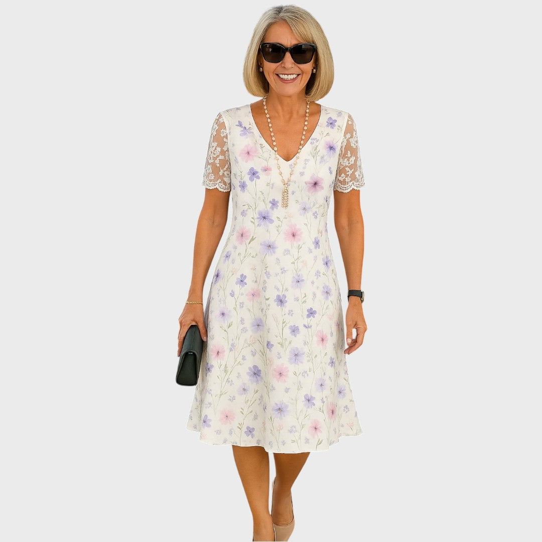 Laura | Elegant Midi Dress with Lace Details