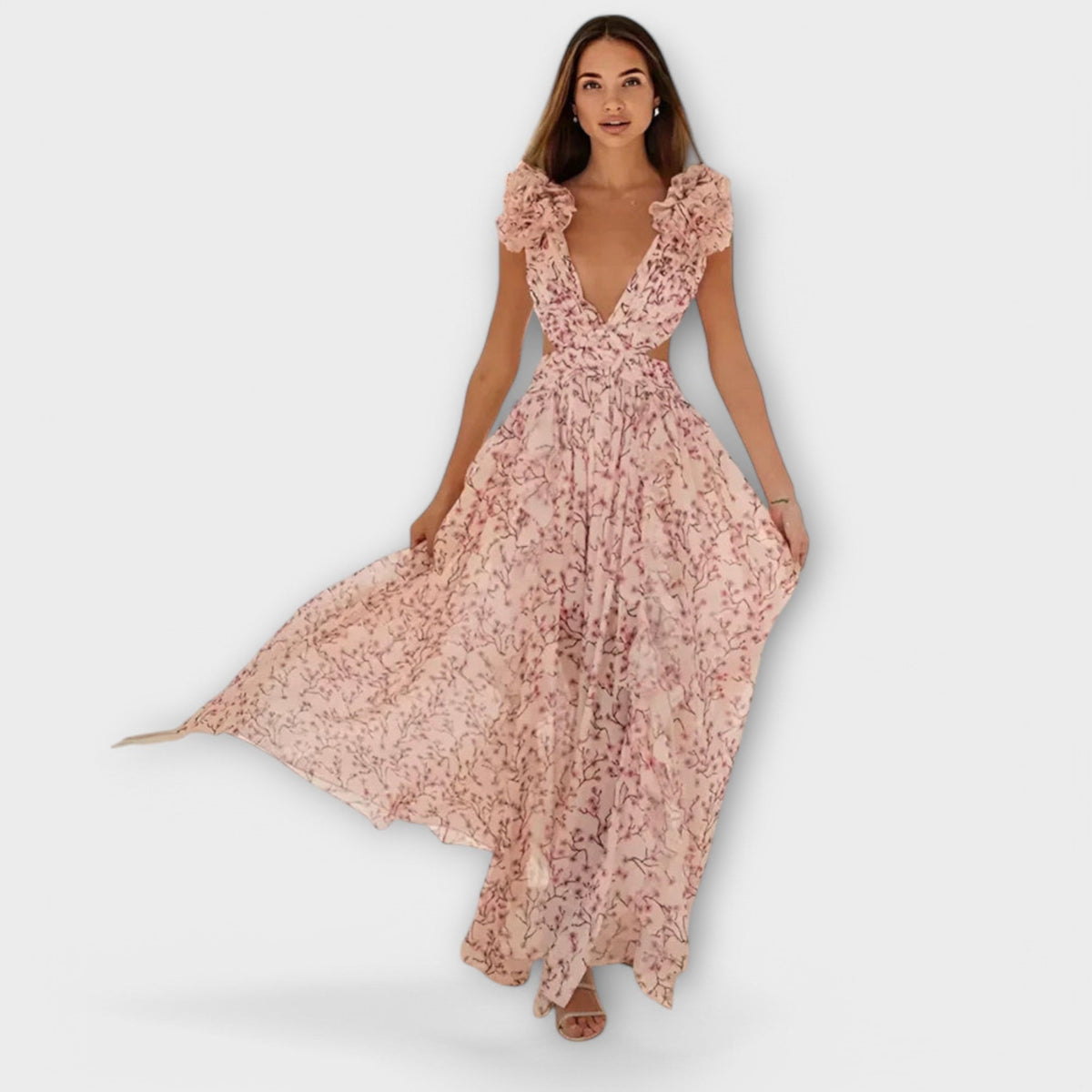 Lilou - Maxi Dress with Ruffle Trim and Split