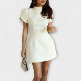 Lily - Backless Mini Dress with Bow and Short Sleeves