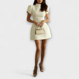 Lily - Backless Mini Dress with Bow and Short Sleeves