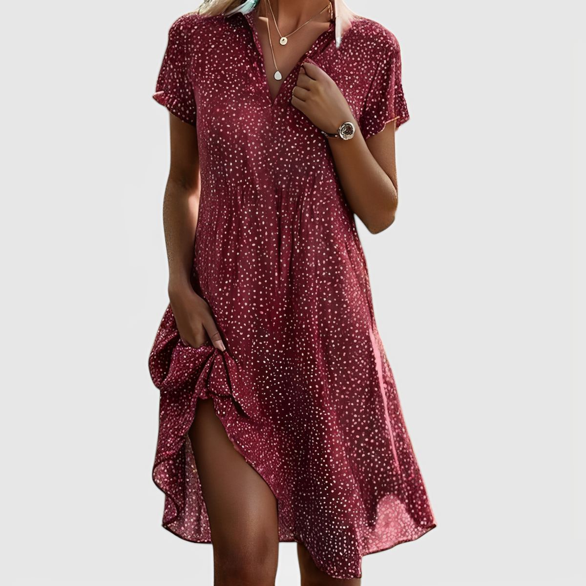 Lina | Midi Dress with Short Sleeves