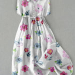 Maria | Floral Dress with Adjustable Waist and Laces