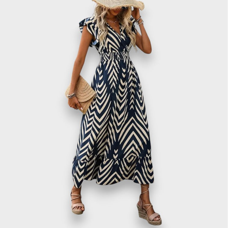 Milena | Dress with Allover Print and Smocked Waist